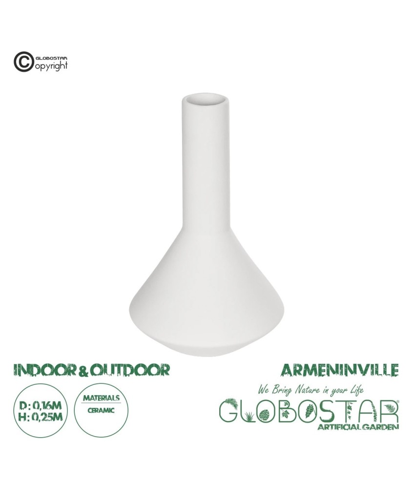 GloboStar® Artificial Garden ARMENINVILLE 21283 Διακοσμητικό Κεραμικό Βάζo Λευκό Π16 x Μ16 x Υ25cm